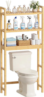 Bathroom Storage Shelf Bamboo Over-The-Toilet Organiser Rack
