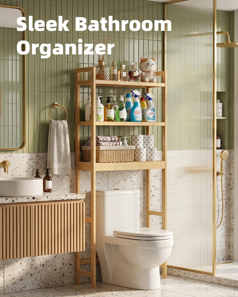 Bathroom Storage Shelf Bamboo Over-The-Toilet Organiser Rack