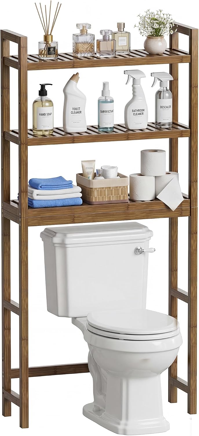 Bathroom Storage Shelf Bamboo Over-The-Toilet Organiser Rack