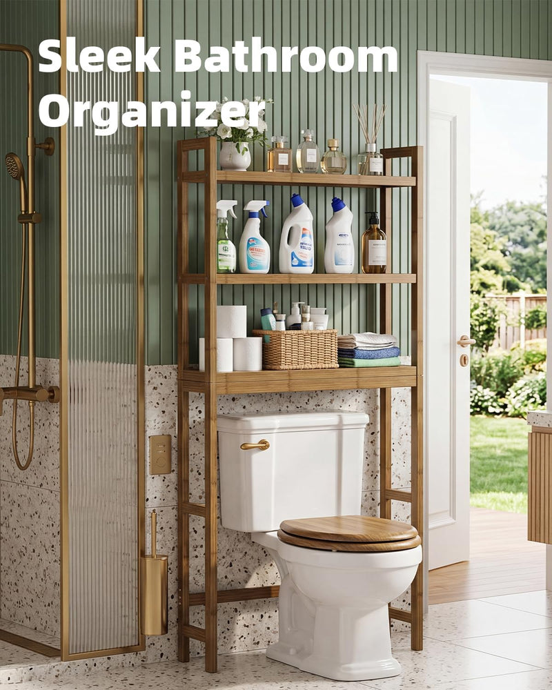 Bathroom Storage Shelf Bamboo Over-The-Toilet Organiser Rack