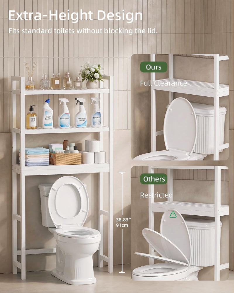 Bathroom Storage Shelf Bamboo Over-The-Toilet Organiser Rack