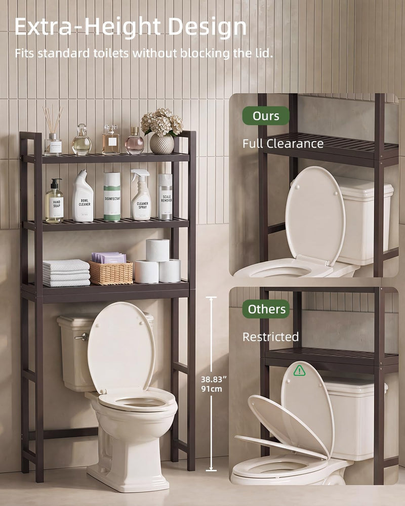 Bathroom Storage Shelf Bamboo Over-The-Toilet Organiser Rack