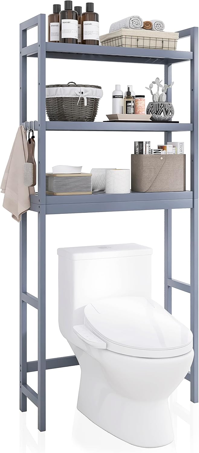 Bathroom Storage Shelf Bamboo Over-The-Toilet Organizer Rack