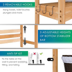 Bathroom Storage Shelf Bamboo Over-The-Toilet Organizer Rack