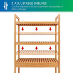 Bathroom Storage Shelf Bamboo Over-The-Toilet Organizer Rack