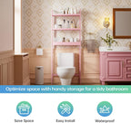 Bathroom Storage Shelf Bamboo Over-The-Toilet Organizer Rack