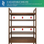 Bathroom Storage Shelf Bamboo Over-The-Toilet Organizer Rack