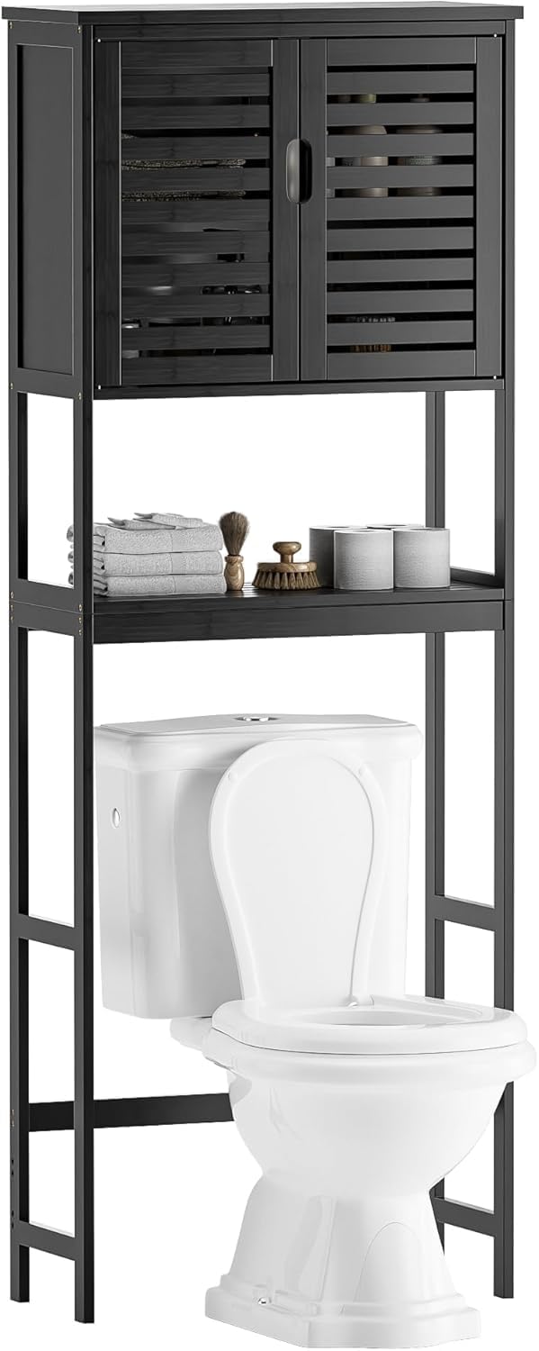 Bathroom Storage Shelf with Cabinet Bamboo Over-The-Toilet