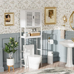 Bathroom Storage Shelf with Cabinet Bamboo Over-The-Toilet