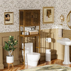 Bathroom Storage Shelf with Cabinet Bamboo Over-The-Toilet