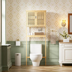 Bathroom Storage Shelf with Cabinet Bamboo Over-The-Toilet