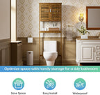 Bathroom Storage Shelf with Cabinet Bamboo Over-The-Toilet