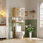 Bathroom Storage Shelf with Cabinet Bamboo Over-The-Toilet