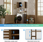 Bathroom Storage Shelf with Cabinet Bamboo Over-The-Toilet