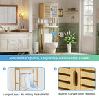 Bathroom Storage Shelf with Cabinet Bamboo Over-The-Toilet