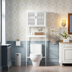 Bathroom Storage Shelf with Cabinet Bamboo Over-The-Toilet