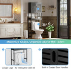 Bathroom Storage Shelf with Cabinet Bamboo Over-The-Toilet