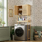 Bathroom Storage Shelf with Cabinet Bamboo Over-The-Toilet