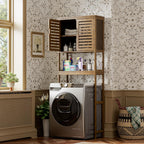 Bathroom Storage Shelf with Cabinet Bamboo Over-The-Toilet