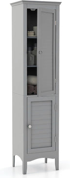 Bathroom Tall Cabinet Double-Door Slim Storage Cupboard