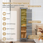 Bathroom Tall Cabinet Double-Door Slim Storage Cupboard
