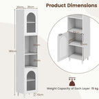 Bathroom Tall Cabinet Freestanding Slim Storage Cupboard