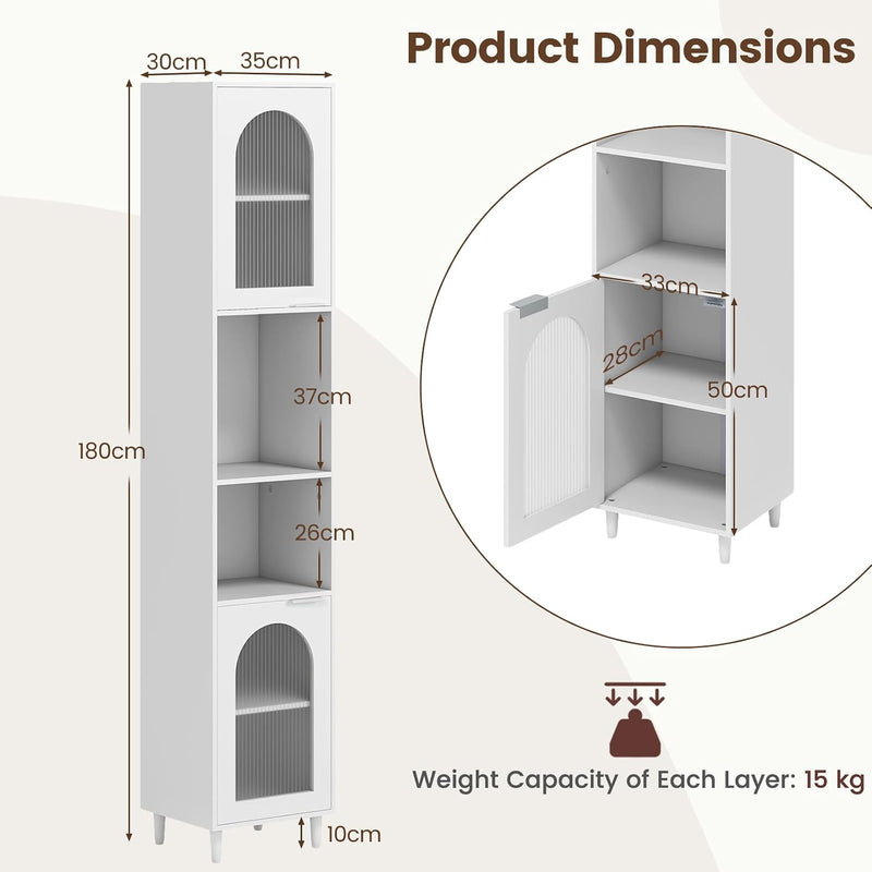 Bathroom Tall Cabinet Freestanding Slim Storage Cupboard