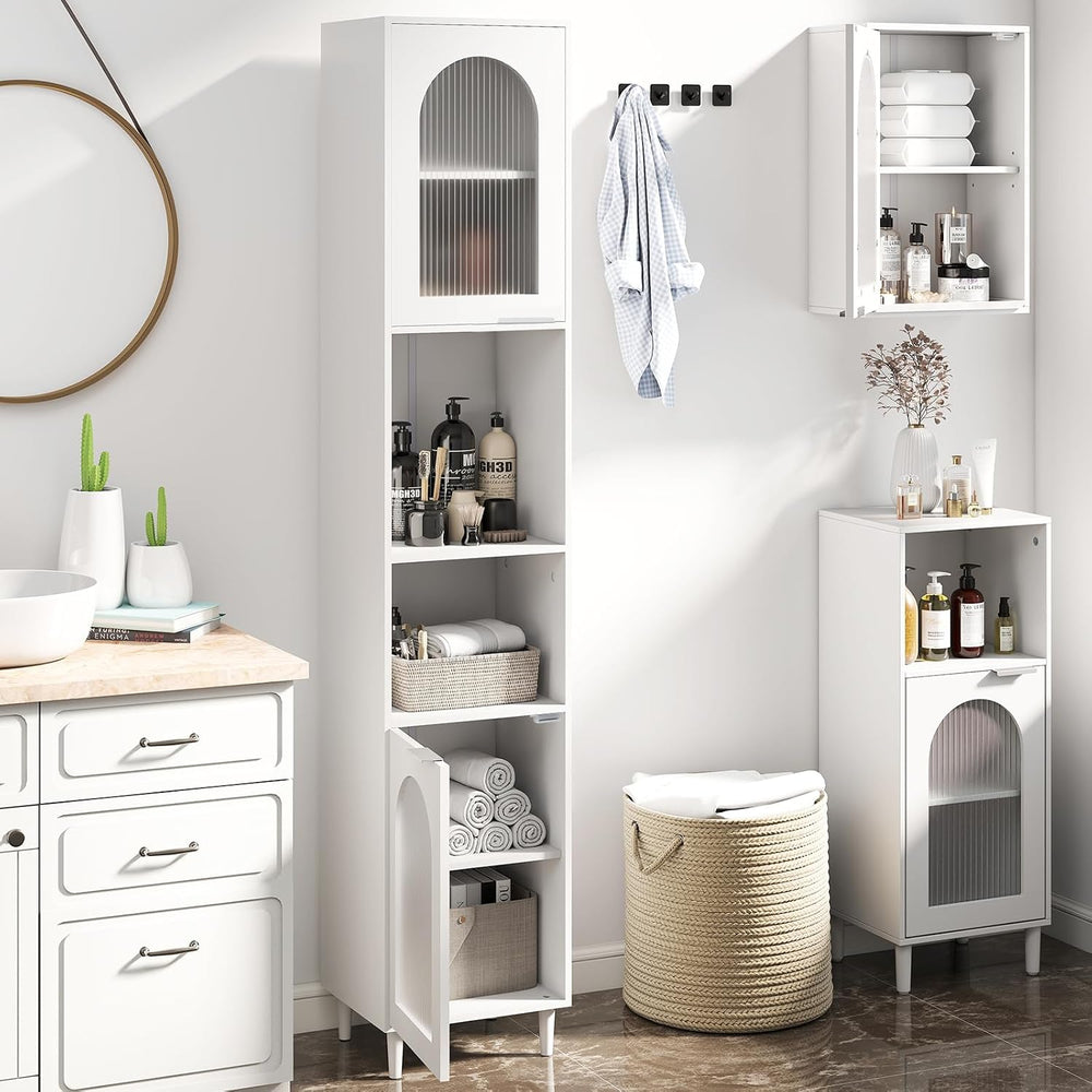 Bathroom Tall Cabinet Freestanding Slim Storage Cupboard
