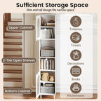 Bathroom Tall Cabinet Freestanding Slim Storage Cupboard