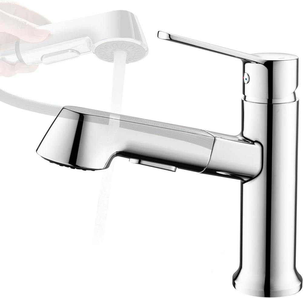 Bathroom Tap Washbasin with Pull-Out Shower Head 2