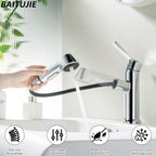 Bathroom Tap Washbasin with Pull-Out Shower Head 2