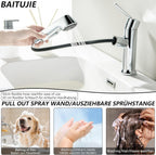 Bathroom Tap Washbasin with Pull-Out Shower Head 2