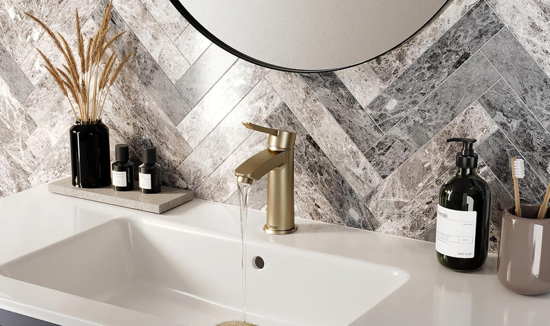 Bathroom Taps Brushed Brass Basin Mixer Tap