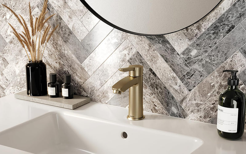 Bathroom Taps Brushed Brass Basin Mixer Tap