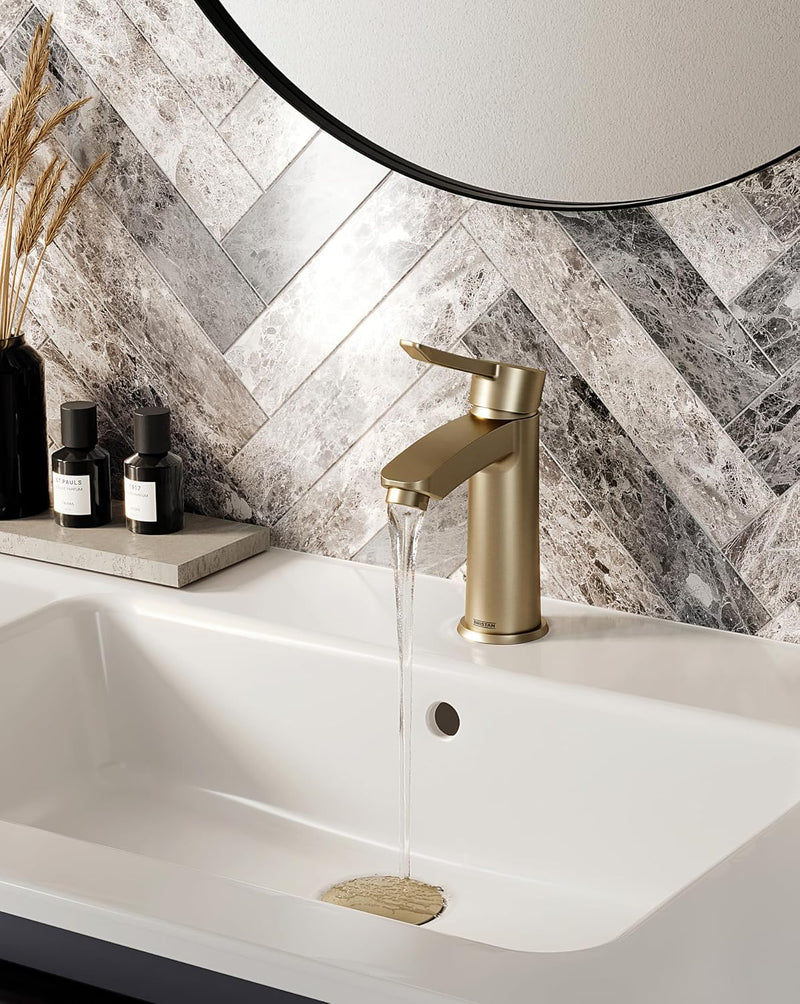 Bathroom Taps Brushed Brass Basin Mixer Tap