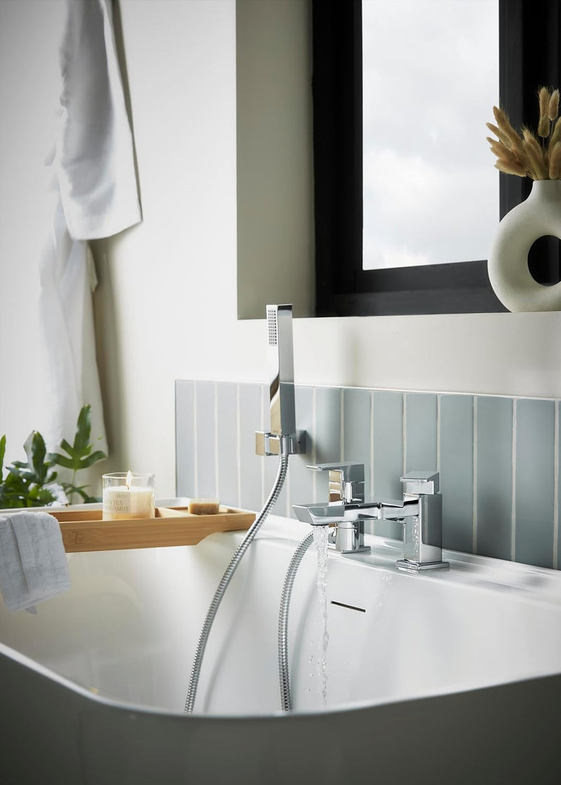 Bathroom Taps Square Chrome Bath Shower Mixer Tap