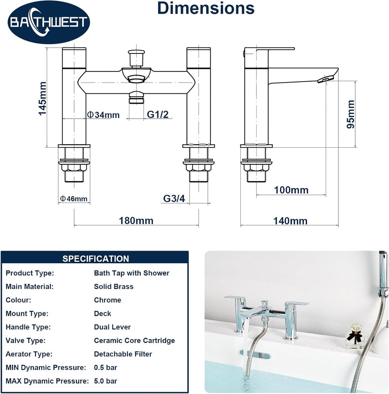Bathroom Taps with Shower Sink Attachment Chromed Brass