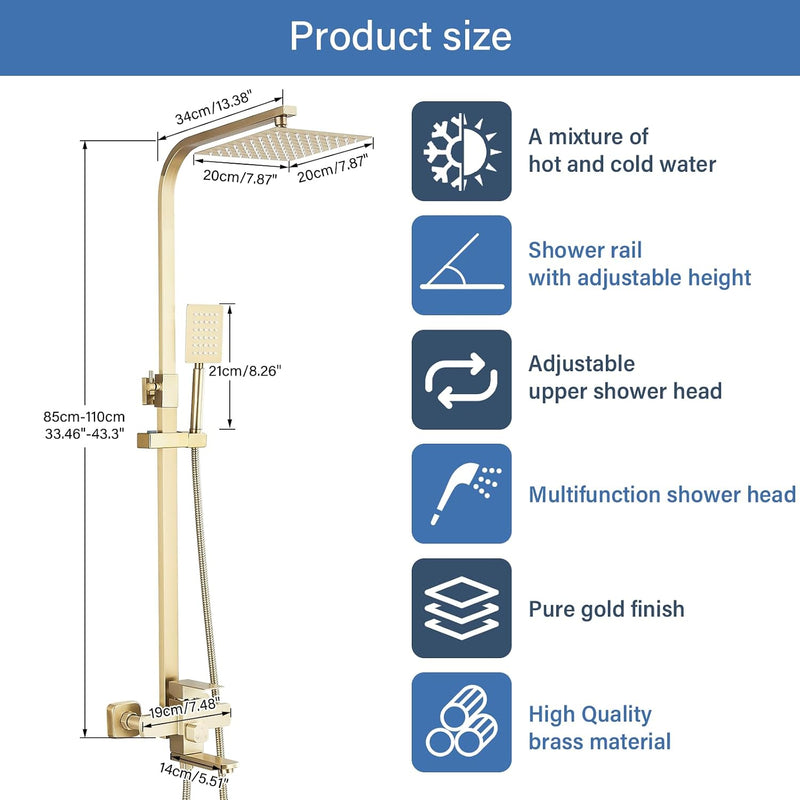 Bathroom Thermostatic Shower Mixer Set and with Adjustable
