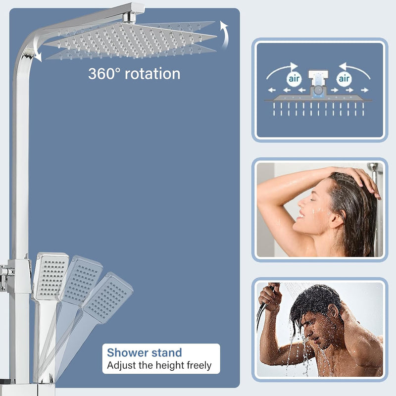 Bathroom Thermostatic Shower Mixer Set and with Adjustable
