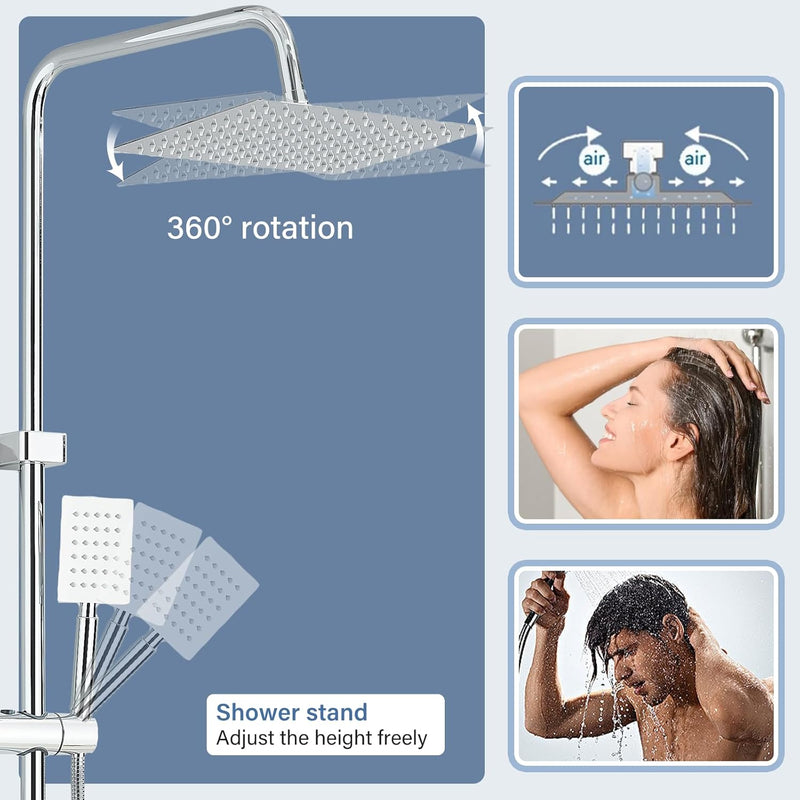 Bathroom Thermostatic Shower Mixer Set and with Adjustable