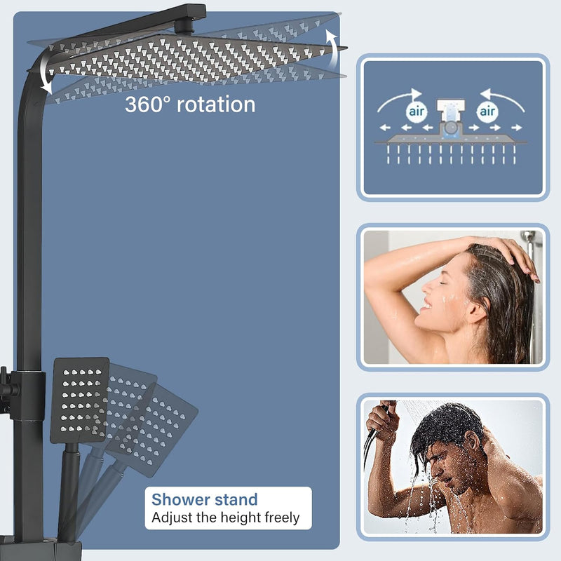 Bathroom Thermostatic Shower Mixer Set and with Adjustable