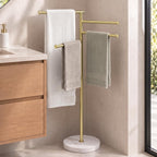 Bathroom Towel Rail Free Standing Holder 4 Swivel