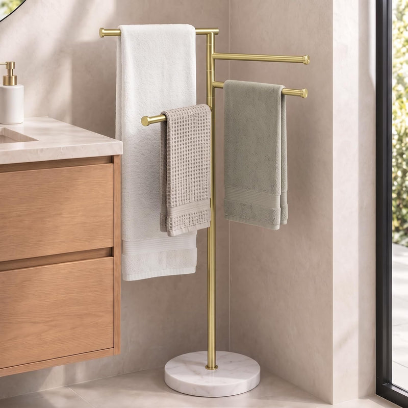 Bathroom Towel Rail Free Standing Holder 4 Swivel