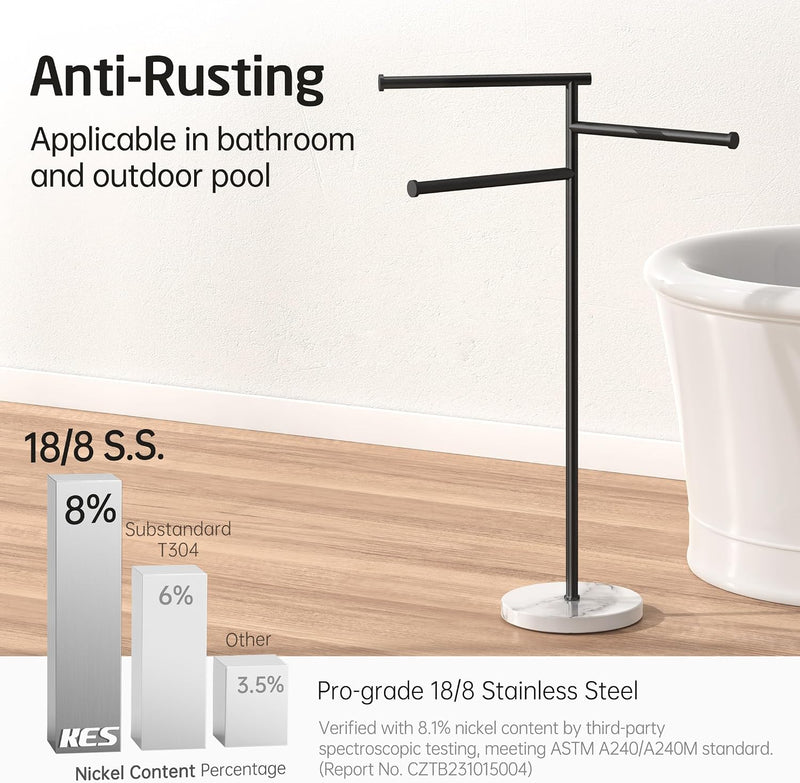 Bathroom Towel Rail Free Standing Holder 4 Swivel