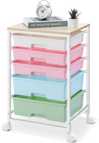 Bathroom Trolley with 5 Drawers and Wooden Worktop