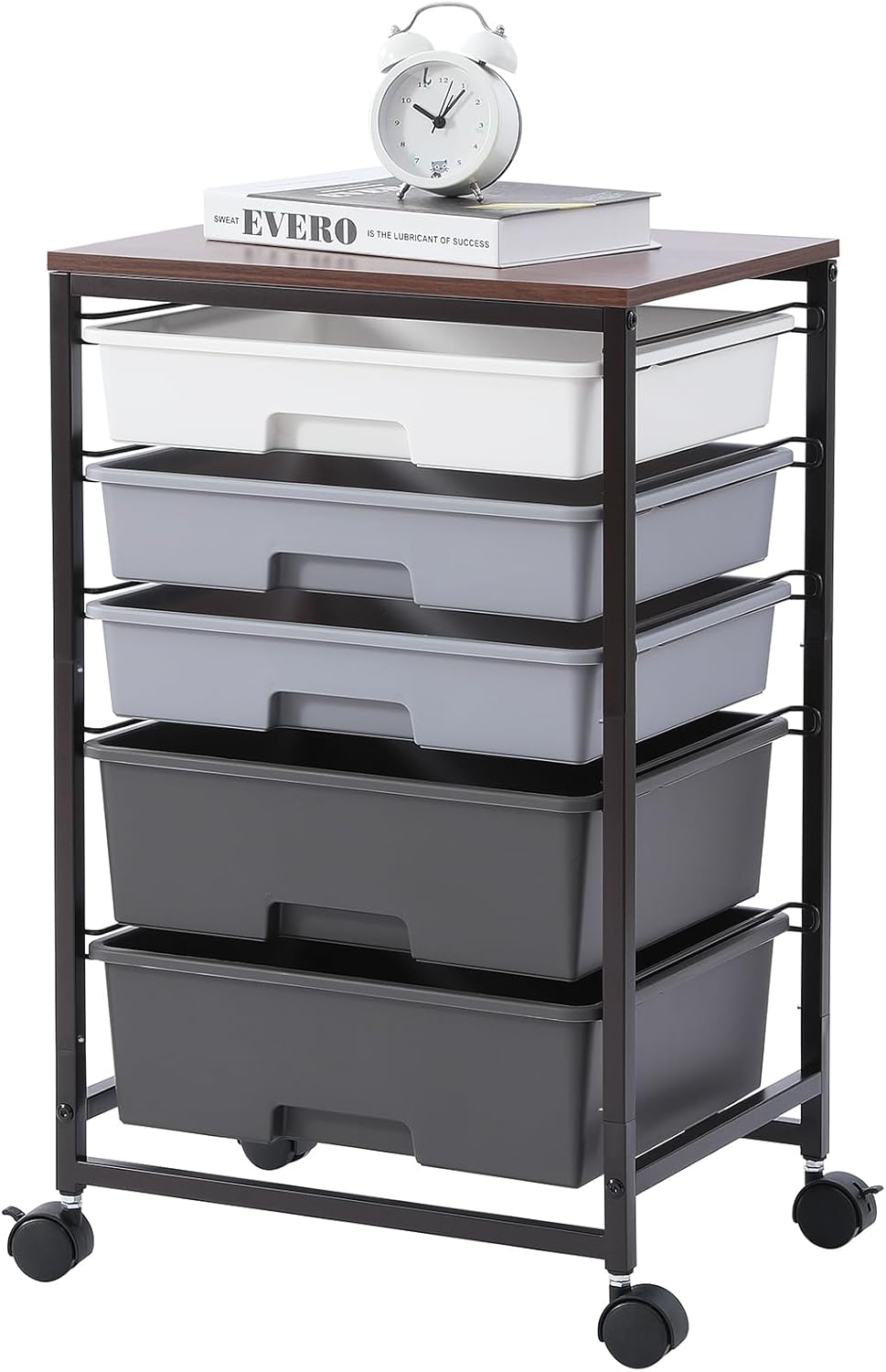 Bathroom Trolley with 5 Drawers and Wooden Worktop