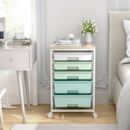 Bathroom Trolley with 5 Drawers and Wooden Worktop