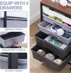 Bathroom Trolley with 5 Drawers and Wooden Worktop