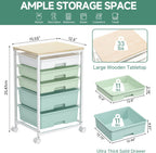 Bathroom Trolley with 5 Drawers and Wooden Worktop