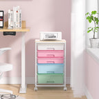 Bathroom Trolley with 5 Drawers and Wooden Worktop